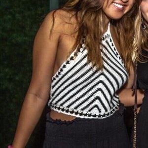 Black and White Knit Top - Medium